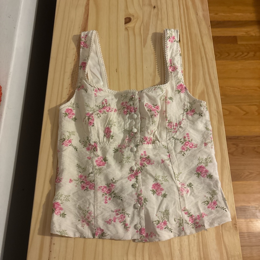 Floral Cream Sleeveless Top
